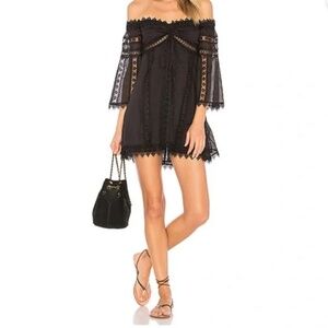 Charo Ruiz Ibiza Off-the-Shoulder Lace Mini Dress – Black – Women’s US S / UK 8